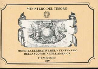 1989 V CENTENARIO SCOPERTA AMERICA - 1° EMISSIONE BLISTER UFFICIALE