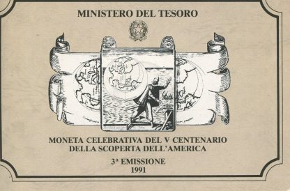 1991 V CENTENARIO SCOPERTA AMERICA - 3° EMISSIONE BLISTER UFFICIALE