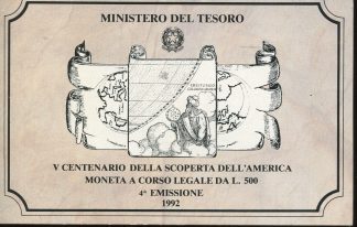 1992 V CENTENARIO SCOPERTA AMERICA - 4° EMISSIONE BLISTER UFFICIALE