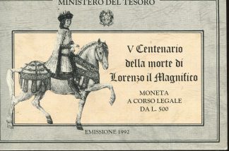 1992 V CENTENARIO MORTE LORENZO IL MAGNIFICO BLISTER UFFICIALE
