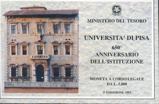 1993 UNIVERSITA DI PISA - 650 ANNIVERSARIO ISTITUZIONE - 2 EMISS. BLISTER UFFICIALE