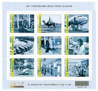 2012 FOGLIO DA 9 VAL. - 150° POSTE ITALIANE