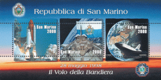 1998 FOGLIETTO BANDIERA NELLO SPAZIO