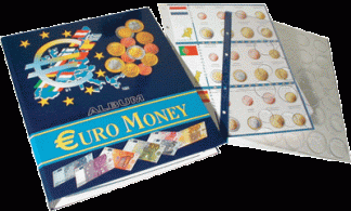 ALBUM EURO MONEY SMALL COMPLETO DEI FOGLI PER LE 20 SERIE DEI PAESI DELL' EURO