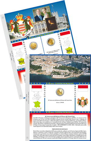 FOGLI PER 2 EURO COMMEMORATIVI MONACO 2011/2013