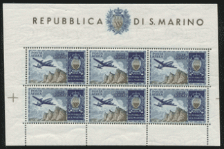 SAN MARINO 1954 - FOGLIETTO AEREO