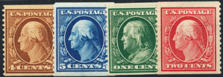 1908/09 - Stati uniti  - Effigi Franklin e Washington