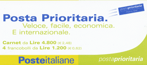 2001 LIBRETTO POSTA PRIOR. LIRE