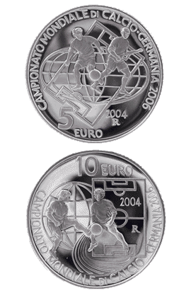2004 -5 E 10 EURO ARGENTO- CAMPIONATO MONDIALE DI CALCIO