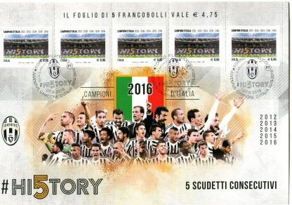 2016 ITALIA- MINIFOGLIO JUVENTUS CON ANNULLO PRIMO GIORNO