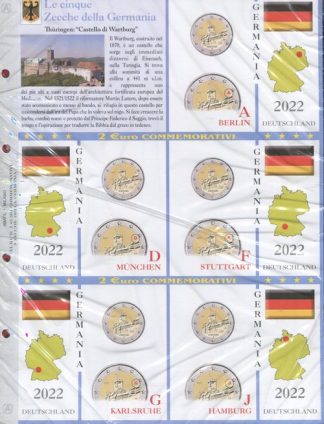FOGLI PER 2 EURO COMMEMORATIVI 5 ZECCHE GERMANIA 2004-2023 - ABAFIL