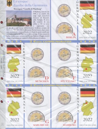 FOGLI PER 2 EURO COMMEMORATIVI 5 ZECCHE GERMANIA 2004-2023 - ABAFIL