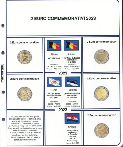FOGLI PER 2 EURO COMMEMORATIVI dal 2004 al 2023 - MASTERPHIL