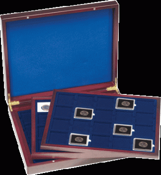 COFANETTO VOLTERRA TRIO DE LUXE PER 6O MONETE IN CAPSULA QUADRUM - LEUCHTTURM