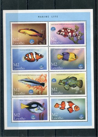 LESOTHO 1998 ANNO DELL'OCEANO E PESCI YV.1365/72