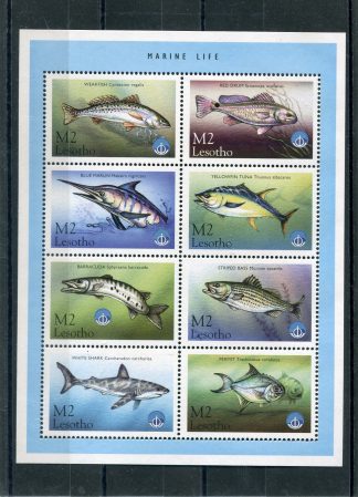 LESOTHO 1998 ANNO DELL'OCEANO E PESCI YV.1373/80