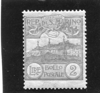 SAN MARINO 1903 - VEDUTA 2 LIRE VIOLETTO