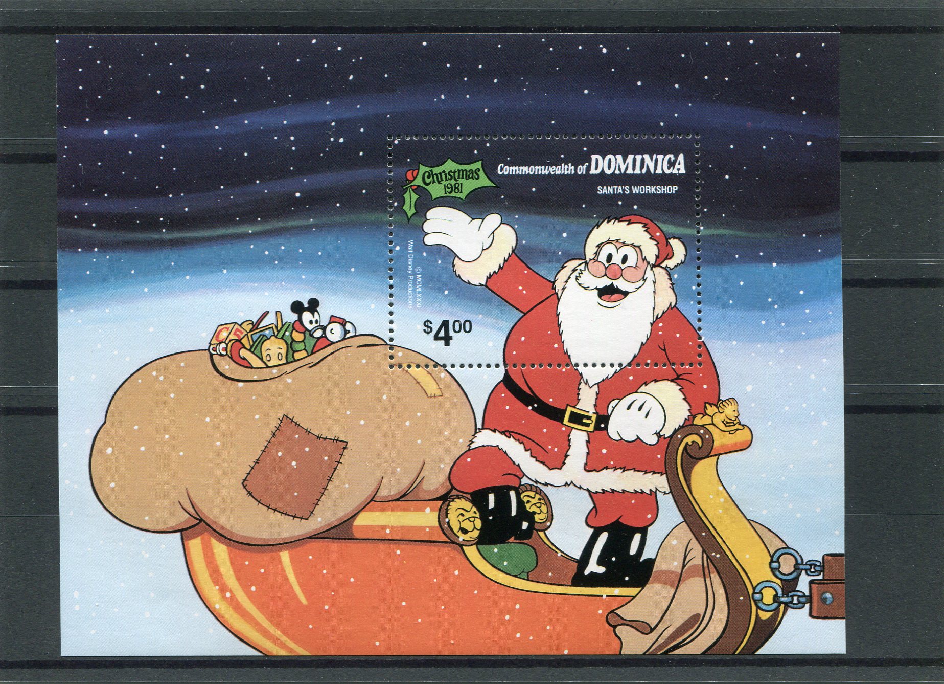 Babbo Natale Walt Disney.Dominica 1981 Walt Disney E Natale Yv Bf70 Romanphil Filatelia Numismatica Roma Vaticano