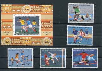 COSTA D'AVORIO 1986 CALCIO E CAMPIONATI MONDIALI YV.A108/12+BF28