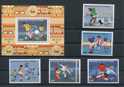 COSTA D'AVORIO 1986 CALCIO E CAMPIONATI MONDIALI YV.A108/12+BF28