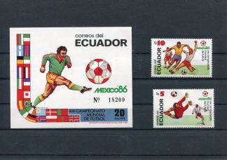 ECUADOR 1986 CALCIO E CAMPIONATI MONDIALI YV.1120/21+BF74