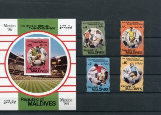 MALDIVE 1986 CALCIO E CAMPIONATI MONDIALI  YV.1066/69+BF118