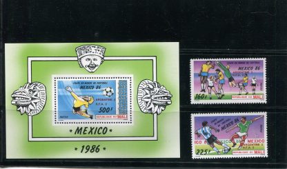 MALI 1986 CALCIO E CAMPIONATI MONDIALI  YV.536/37+BF25