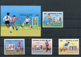 NIGER 1986 CALCIO, CAMPIONATI MONDIALI E FRANCOBOLLO SU FRANCOBOLLO YV349/52+BF50
