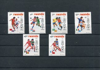 RUANDA 1986 CALCIO, CAMPIONATI MONDIALI E BANDIERE YV.1211/16