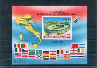 ROMANIA 1990 CALCIO, CAMPIONATI MONDIALI E BANDIERE YV.BF208B