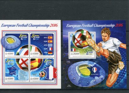SIERRA LEONE 2015 CALCIO, CAMPIONATI EUROPEI E BANDIERE  YV.5137/40+BF746