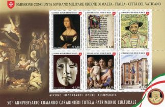 2019 - 50° Anniversario Comando Carabinieri Tutela patrimonio culturale - Foglietto SMOM