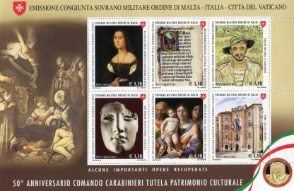 2019 - 50° Anniversario Comando Carabinieri Tutela patrimonio culturale - Foglietto SMOM