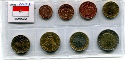 2001 - Monaco serie euro 8 valori