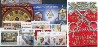 <b>2019 </b>(ANN.CPL) Francobolli Vaticano - Pontificato di Francesco con francobollo stoffa