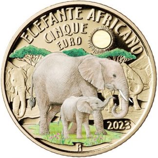 Italia 2023 5 euro - Animali in via di estinzione - Elefante