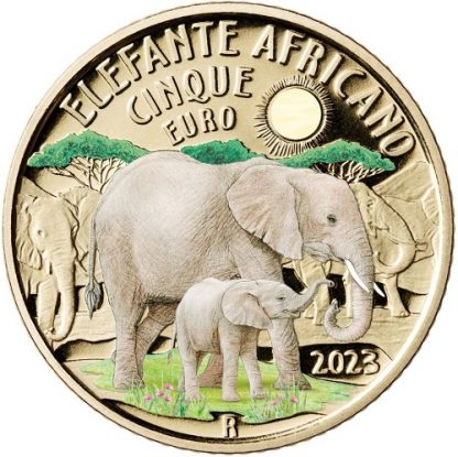Italia 2023 5 euro - Animali in via di estinzione - Elefante