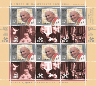 2020 emissione ottobre - CENT. NASCITA S. GIOVANNI PAOLO II MINIFOGLIO