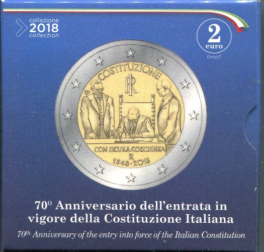 2018 Italia 70 Costituzione Proof Romanphil Filatelia Numismatica Roma Vaticano
