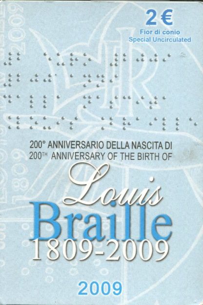 2009 ITALIA  - 200° nascita Braille COIN CARD