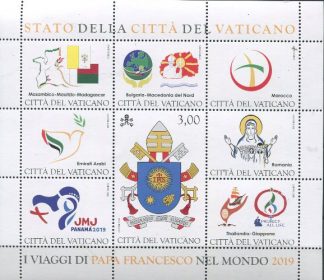 novità 2020 emissione novembre - VIAGGI DEL PAPA NEL 2019- FOGLIETTO
