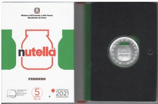 Moneta 5 € Ag. Italia 2021   La Nutella - colore verde in cofanetto ufficiale numerato