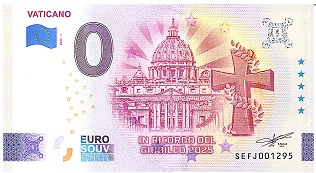 Novità-Banconota 0 euro souvenir-In ricordo del Giubileo 2025