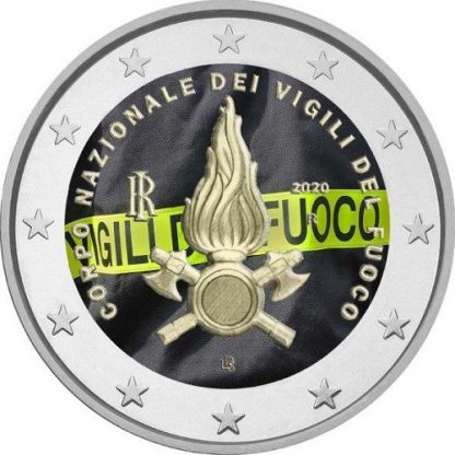 2020 Italia  2 euro colorato Vigili del Fuoco