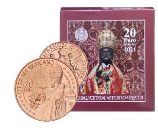 2021 Moneta Vaticano 20 euro in rame 'San Pietro' con astuccio