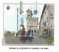 2021 - Emissione congiunta San Marino-Italia - Centenario del distaccamento dei Carabinieri a San Marino
