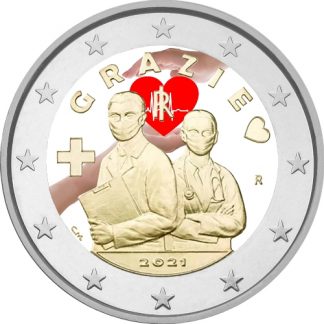 2021 Italia  2 euro colorato Professioni sanitarie - seconda versione