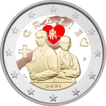 2021 Italia  2 euro colorato Professioni sanitarie - seconda versione