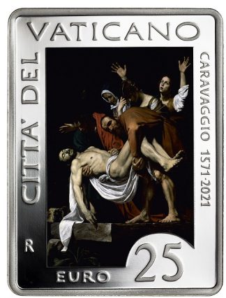 2021- Vaticano Moneta in argento colorata 25 euro Caravaggio