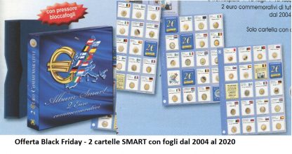 OFFERTA - 2 ALBUM SMART PER 2 EURO COMMEMORATIVI CON FOGLI DAL 2004 AL 2021 - ABAFIL